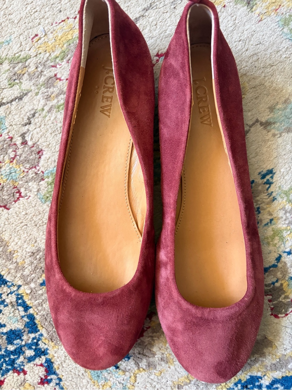 J. Crew Factory Women's Wine Suede Ballet Flats